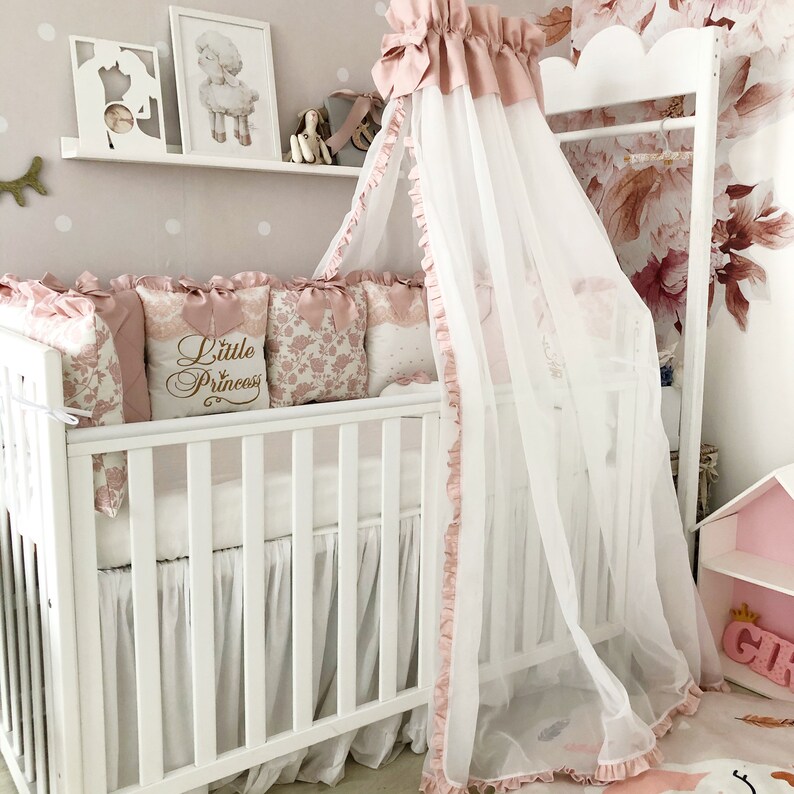 Bed Canopy With Lace Nursery Canopy Baldachin Canopy Tent Etsy