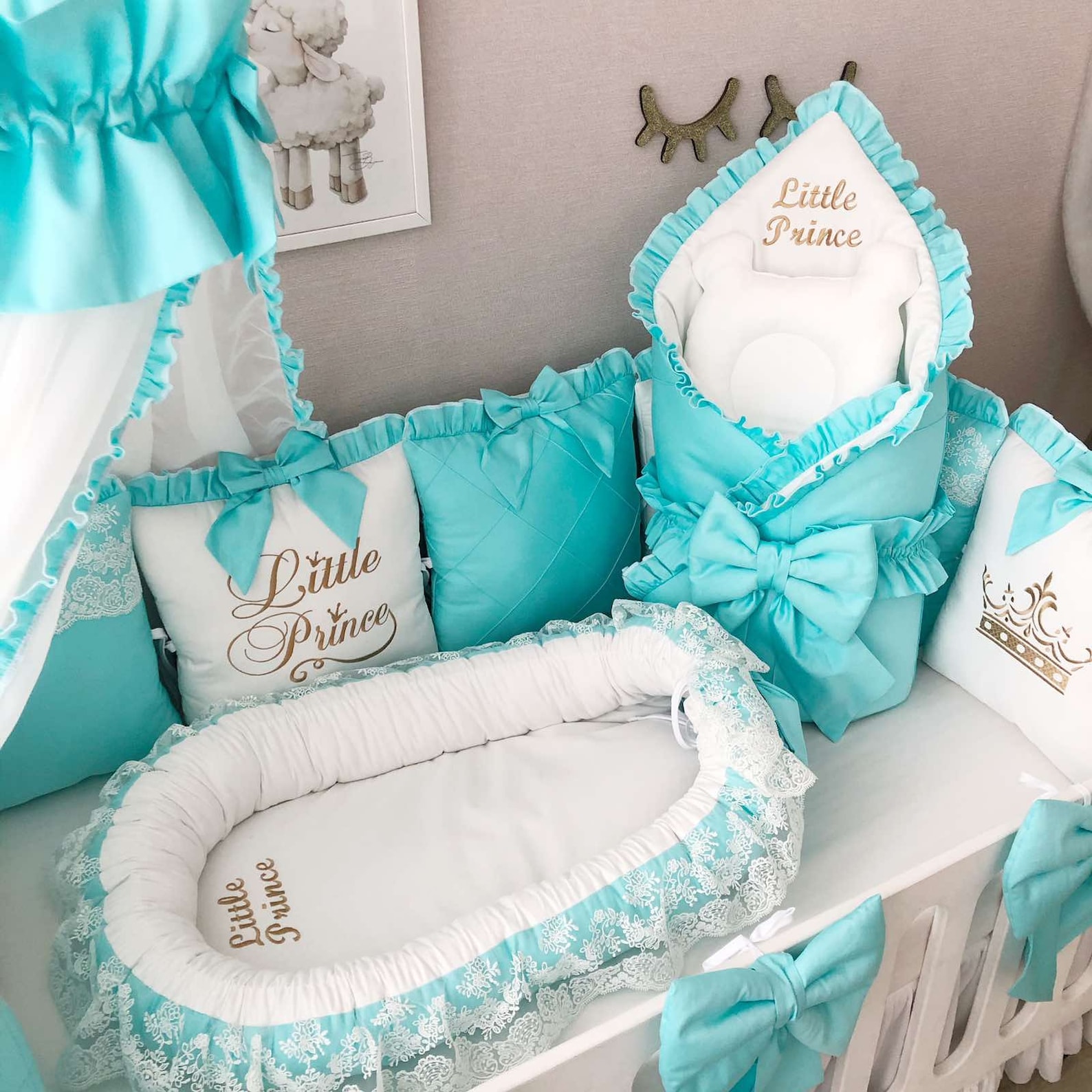 Baby girl crib bedding set luxury crib bedding Baby Nest Crib Etsy