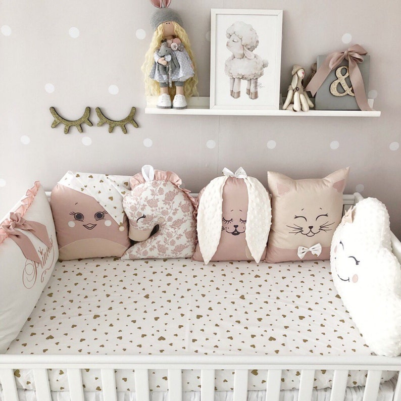 Crib Bumper Pads Crib Bedding Set For Baby Girl Baby Crib Etsy