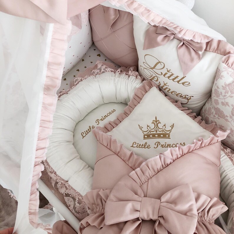 Baby Girl Crib Bedding Set Luxury Crib Bedding Baby Nest Crib Etsy