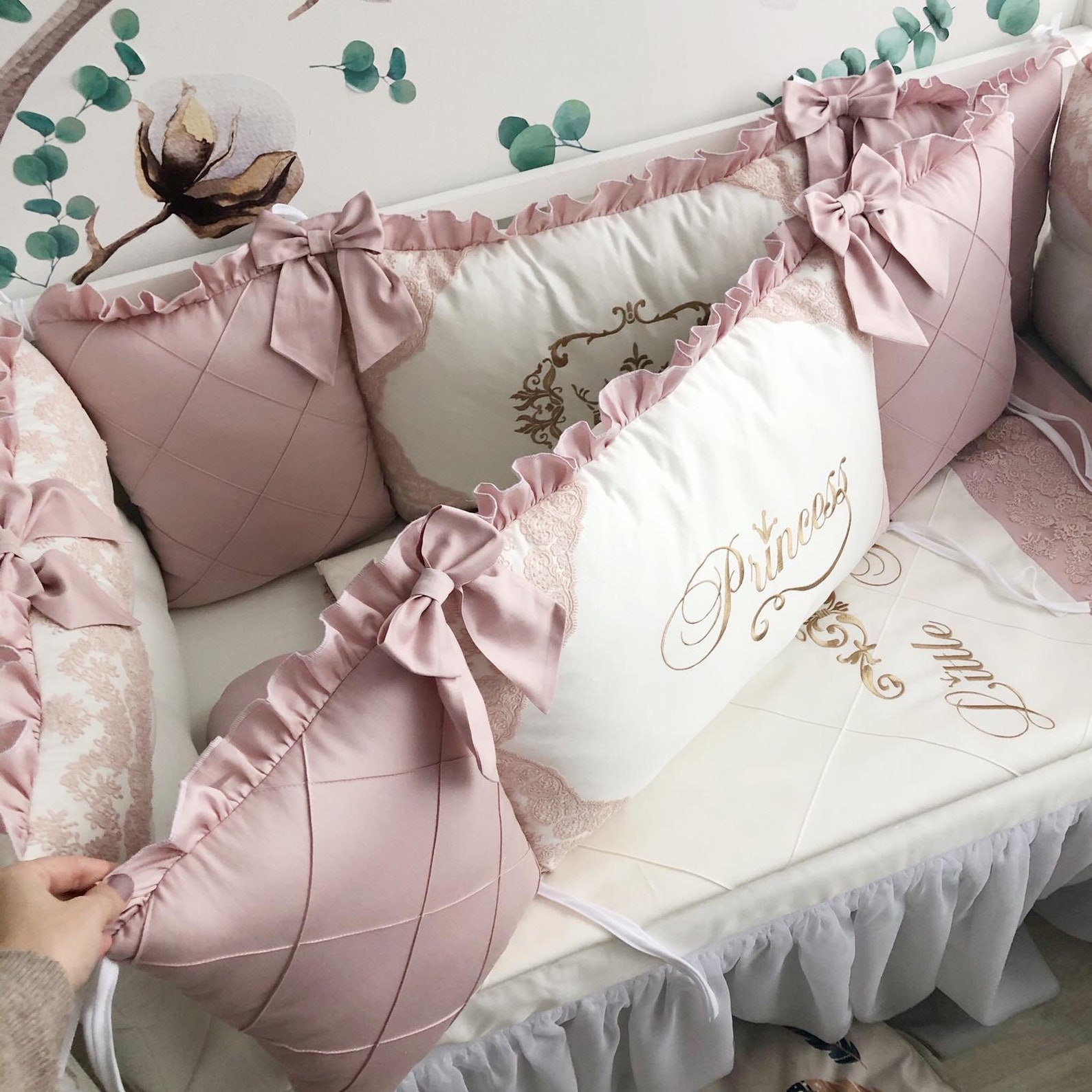 Baby Bumper Set for Girl. Crib Bumber Pads With Crib Sheet. Etsy