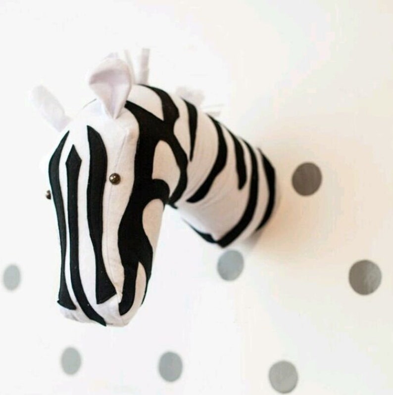 Felt Animal head wall decor zebra faux taxidermy safari Etsy