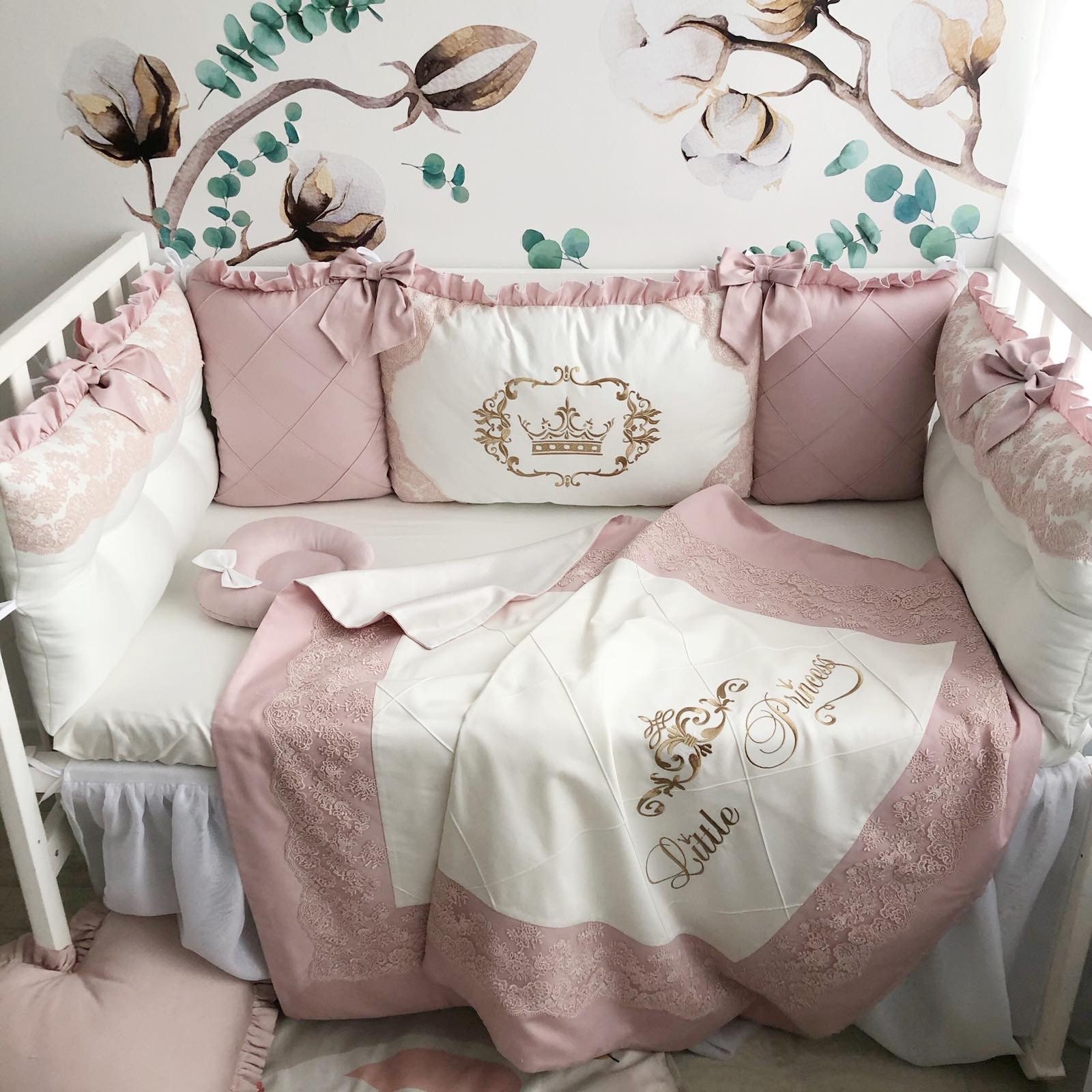 Baby Bumper Set for Girl. Crib Bumber Pads With Crib Sheet. Etsy