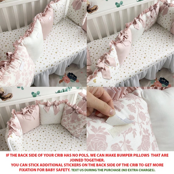 crib sheet Pink pillow crib bumper pads personalized baby blanket- Crib set for baby girl Personalized Crib bedding set for baby girl