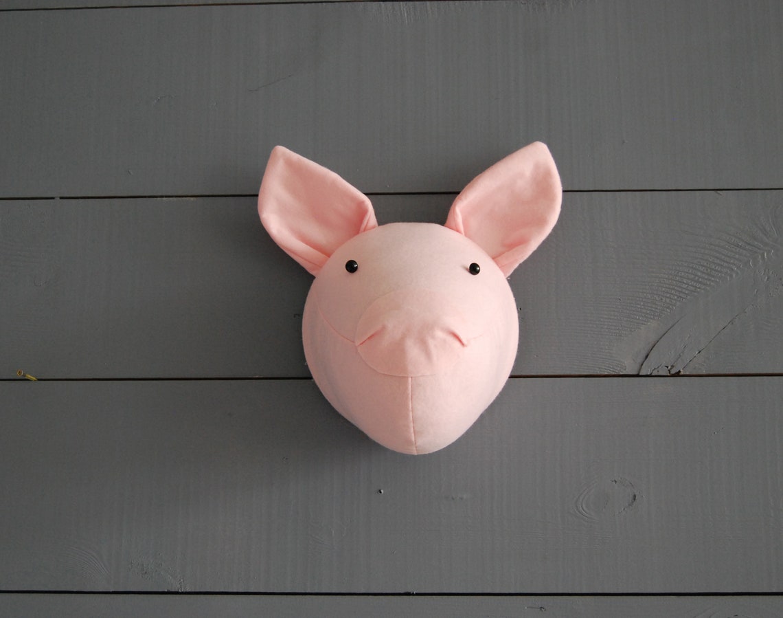 Felt Animal head Wall Decor Animal Head Wall Mount Faux Etsy