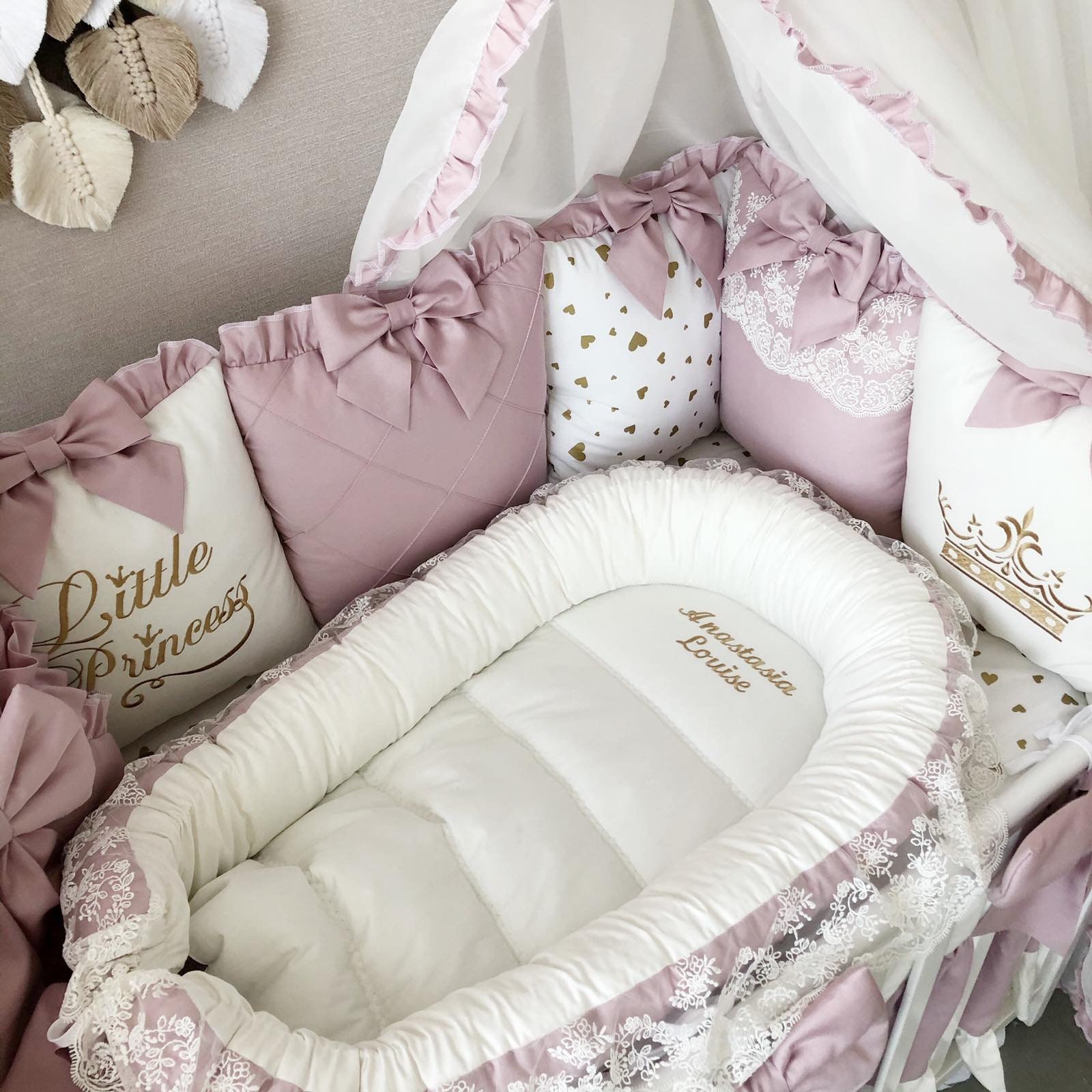 Baby girl crib bedding set luxury crib bedding Baby Nest Crib | Etsy