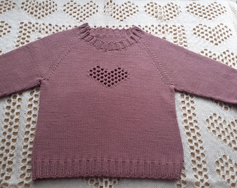 Hand knitted baby sweater, cotton baby pullover, hand knit baby jumper, size 80/86, 12 - 18 months