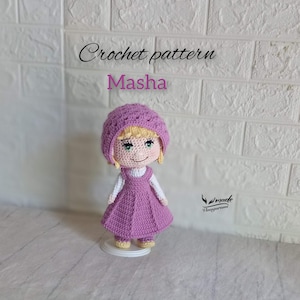Crochet pattern doll Masha, PDF in English, PATRÓN MUÑECA- #D4322
