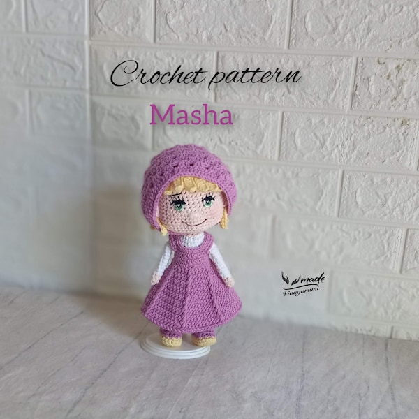 Crochet pattern doll Masha, PDF in English, PATRÓN MUÑECA- #D4322