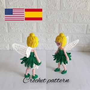 Crochet Tinker bell fairy pattern doll, PDF in English and Español, PATRÓN MUÑECA- #D2121