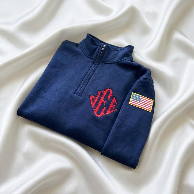 Embroidered J.E.E. Epstein Quarter Zip Sweatshirt, Meme Shirt, Jeffrey JEE Monogram Unisex Sweatshirt, Jeffrey Epstein Embroidery Merch image 1