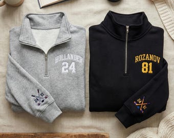 Team Hollanov bestickter Premium Quarter-Zip-Pullover, Hollander Rozanov Hockey-Sweatshirt, Hockey-Romanze Unisex LGBT-T-Shirt, Hockey-Fan Geschenk
