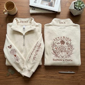 Astarion Approves Besticktes Sweatshirt, BG3 Quarter Zip Shirt, Baldur’s Gate 3 Gamer Geschenk