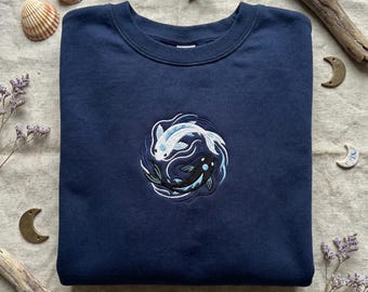 Northern Water Tribe Moon Spirits Embroidered Sweatshirt, ATLA Inspired Koi Fish Yin Yang Shirt