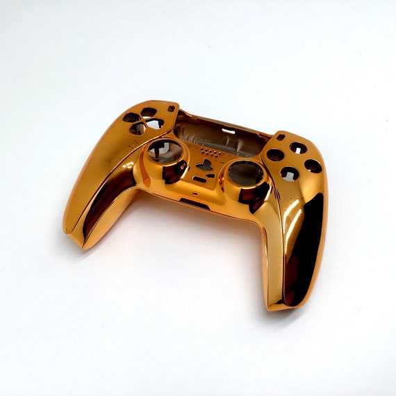 Replacement Shell for PS5, DIY Replacement Controller Housing Shell Case Set Front and Back Cover for PlayStation 5 DualSense Controllers (Gold)(