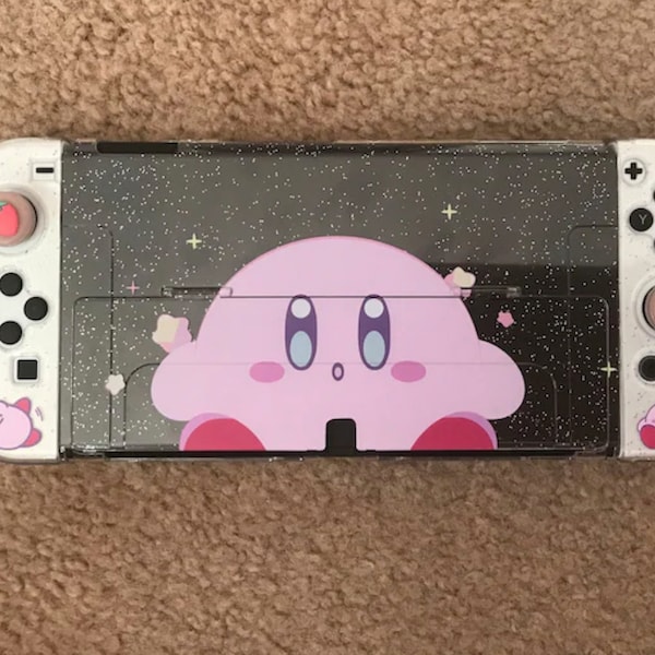 Nintendo Switch Oled Switch Case Glitter Transparent Shell Joy-con Kirby Strawberry Peach