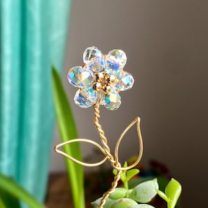 Sparkly Suncatcher Flower Plant Stake. House Plant Decor. Wire Plant Stake. Plant Pot Decorations. Cute Home Decor. Plant Lovers Gift