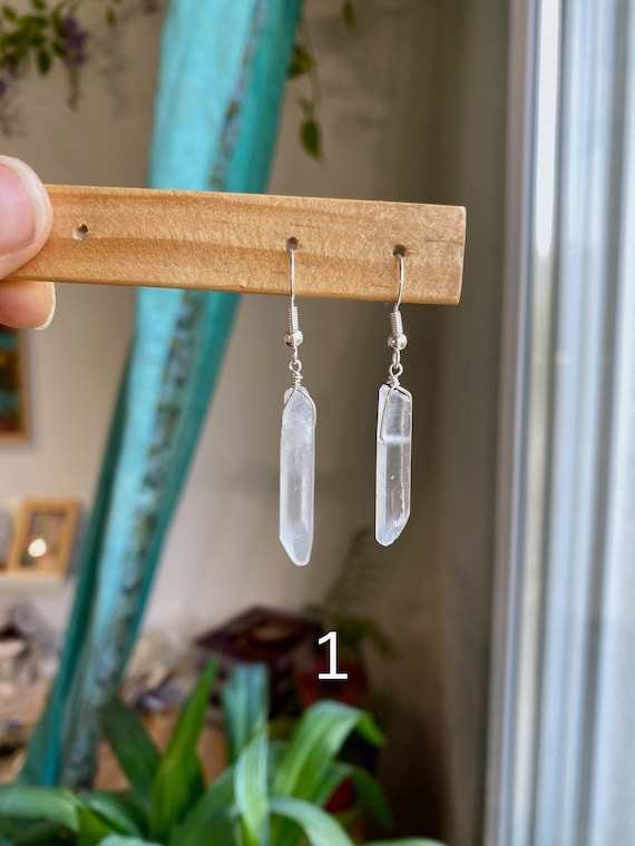 YOUR CHOICE Raw Quartz Point Earrings. Gemstone Earrings. Clear Quartz Earrings. Silver Crystal Earrings. Simple Quartz Earrings.