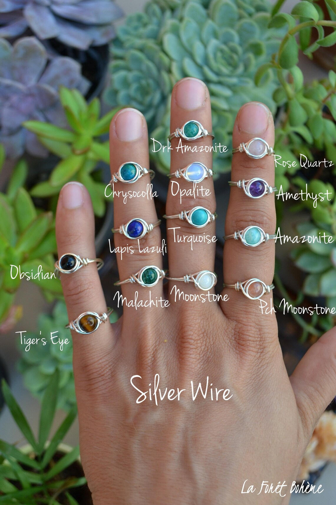 Sterling Silver Filled Gemstone Bead Ring. FREE Shipping. Wire Etsy