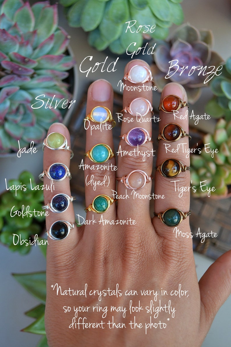 Large Gemstone Bead Ring. FREE Shipping. Wire Wrapped Bead Etsy Canada
