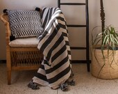 Striped handwoven Moroccan cotton blanket