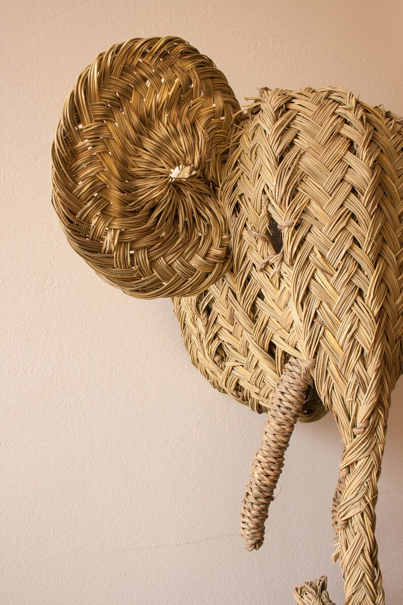 Wicker elephant head animal head natural trend moroccan | Etsy