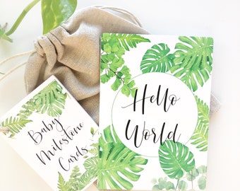 Leafy Milestone Cards / Watercolour Milestone Cards / Baby Neutral Milestone Cards / Baby Photo Props