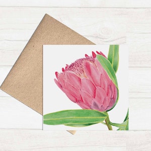 Watercolour Botanical Greeting Card/ Watercolor Protea Flower Card