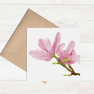 Watercolour Botanical Greeting Card/ Watercolor Magnolia Flower