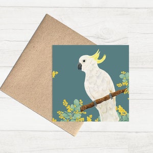 Watercolor Australian Fauna Greeting Card/ Cockatoo