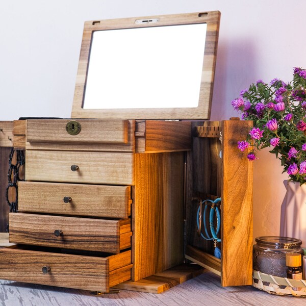Wood Desk Box With Drawer Etsy