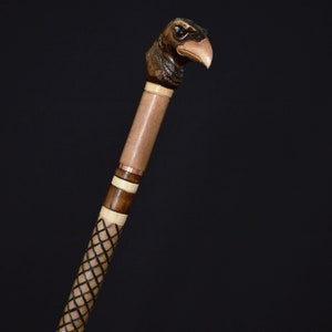 Stick Cane Walking Canes Sticks Reed Staff Wood Wooden Hand-Carved Carving Handmade Cane  Accessories ( Hawk brown )