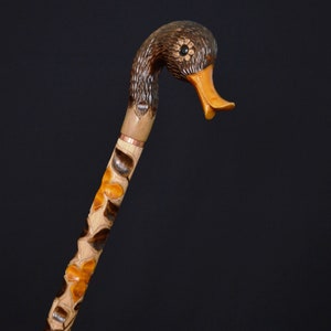 Stick Cane Walking Canes Sticks Reed Staff Wood Wooden Hand-Carved Carving Handmade Cane Accessories (Duck)