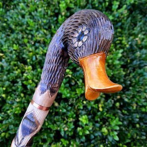 Cane Walking Stick Canes Sticks Reed Staff Wood Wooden Hand-Carved Carving Handmade Cane Accessories (Duck)