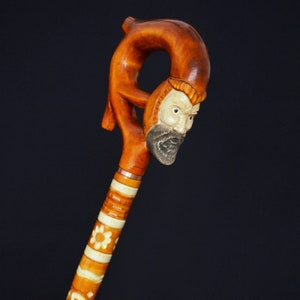 Stick Cane Walking Canes Sticks Reed Staff Wood Wooden Hand-Carved Carving Handmade Cane  Accessories ( Wizzard )