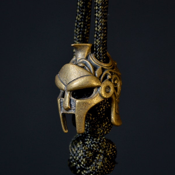 Paracord perle bronze perle couteau longe perle charmes porte-clés - Casque Spartacus