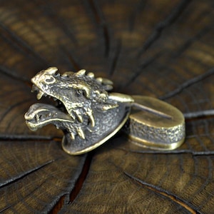 Set &quot;DRAGON DRACARYS&quot; einzigartiger Fingerschutz und Knauf aus massiver Bronze für die Herstellung individueller Messer