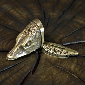 Set &quot;PIKE&quot; unique solid bronze finger guard bolster & pommel for custom knife making