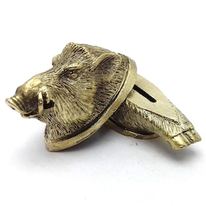 Set &quot;BOAR&quot; unique solid bronze finger guard bolster & pommel for custom knife making