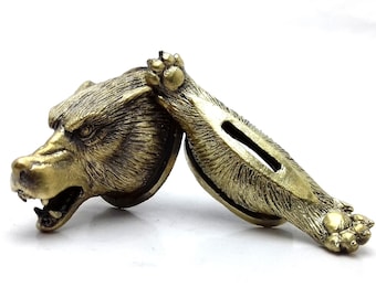 Set " WOLF PAW " unique solid bronze finger guard bolster & pommel for custom knife making