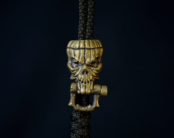 Paracord bracelet clasp buckle shackle bronze bead - Halloween pumpkin