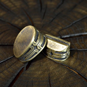 Set &quot;TEUTON&quot; unique solid bronze finger guard bolster & pommel for custom knife making