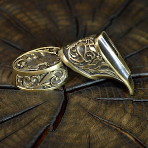 Set &quot;2&quot; unique solid bronze finger guard bolster & pommel for custom knife making