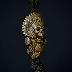 Paracord bracelet clasp buckle shackle bronze bead - Chief skull
