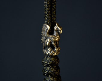 Paracord bead bronze bead knife lanyard bead charms keychain - Griffin