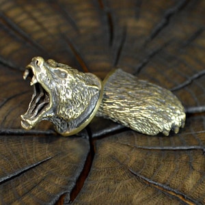 Set &quot;GRIZZLY&quot; unique solid bronze finger guard bolster & pommel for custom knife making