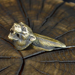 Set &quot;PANTHER&quot; unique solid bronze finger guard bolster & pommel for custom knife making