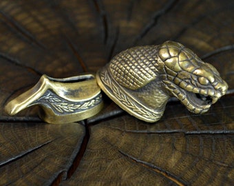 Set "VARAN" unique solid bronze finger guard bolster & pommel for custom knife making