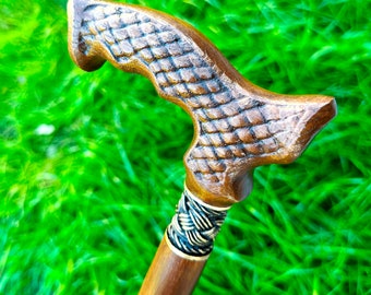Bastón para caminar Bastones de madera Bastón para caminar Bastones de madera de ROBLE Bastón de madera Hecho a mano Bastón hecho a mano Tallado en madera Exclusivo color nogal