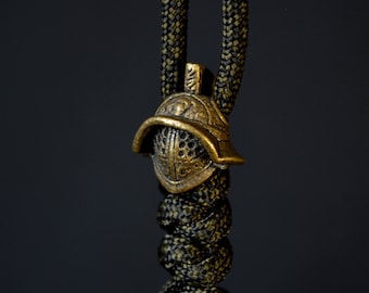 Paracord bead bronze bead knife lanyard bead charms keychain - Gladiator helmet
